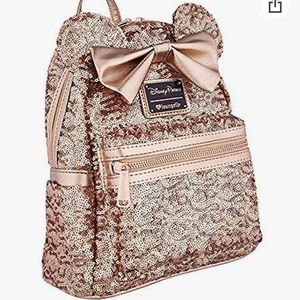 Disney sequin loungefly backpack in rose gold